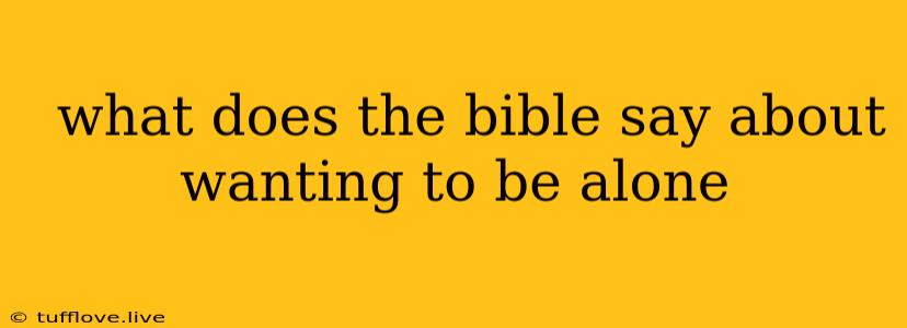  What Does The Bible Say About Wanting To Be Alone