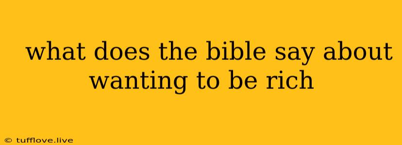  What Does The Bible Say About Wanting To Be Rich