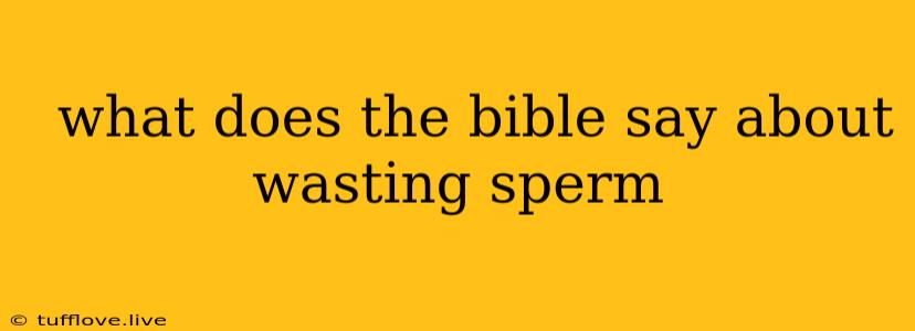  What Does The Bible Say About Wasting Sperm