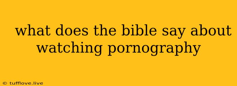  What Does The Bible Say About Watching Pornography