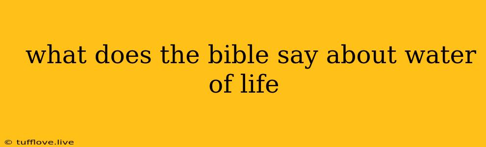  What Does The Bible Say About Water Of Life