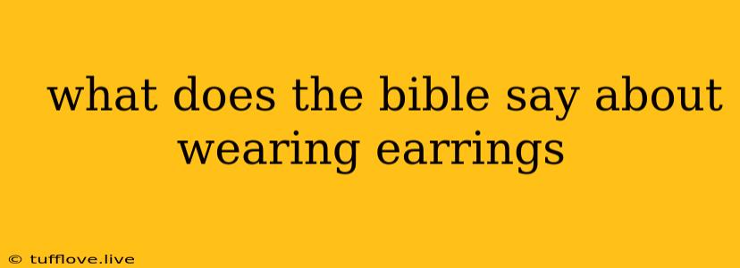  What Does The Bible Say About Wearing Earrings