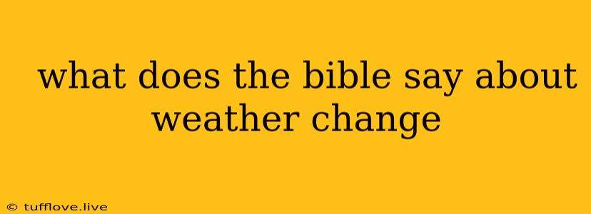  What Does The Bible Say About Weather Change