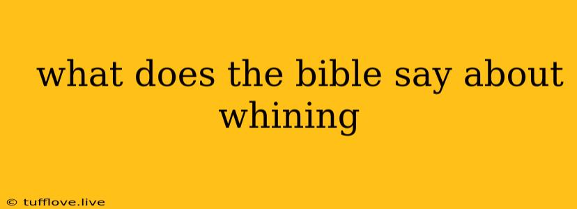  What Does The Bible Say About Whining