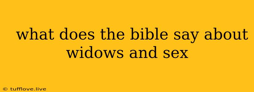  What Does The Bible Say About Widows And Sex