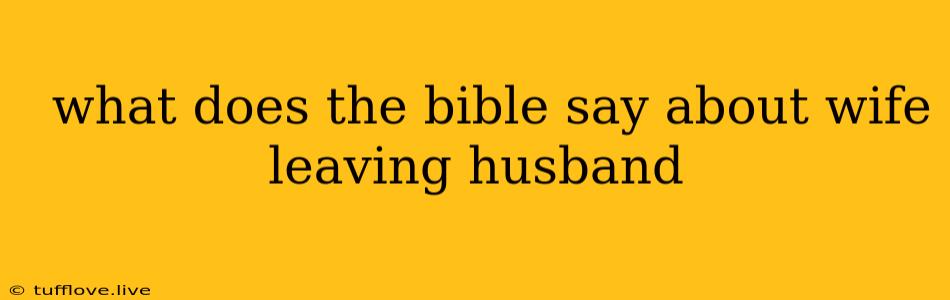  What Does The Bible Say About Wife Leaving Husband