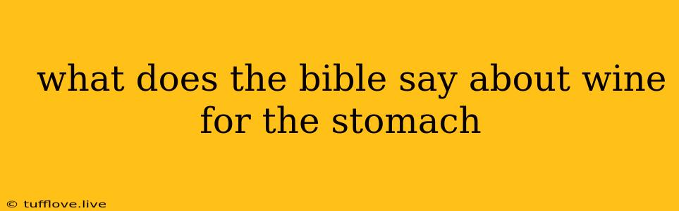  What Does The Bible Say About Wine For The Stomach