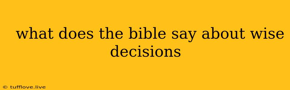  What Does The Bible Say About Wise Decisions