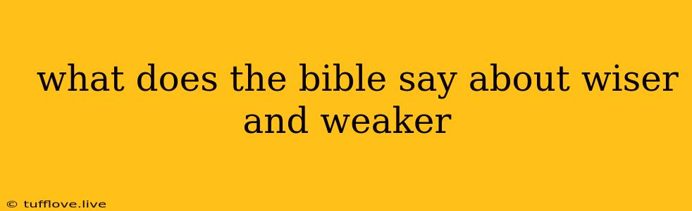  What Does The Bible Say About Wiser And Weaker