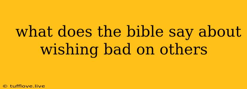  What Does The Bible Say About Wishing Bad On Others