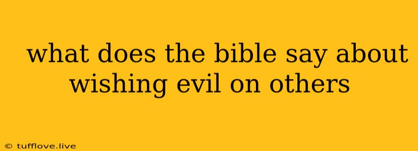  What Does The Bible Say About Wishing Evil On Others