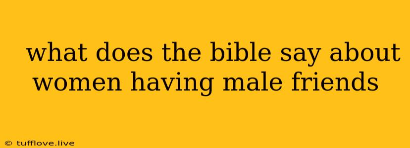  What Does The Bible Say About Women Having Male Friends