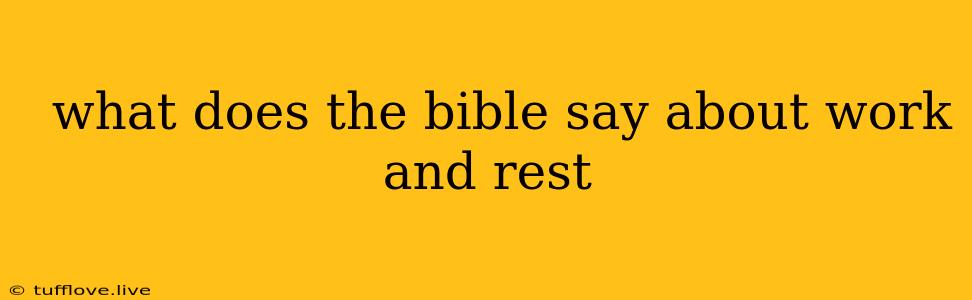  What Does The Bible Say About Work And Rest