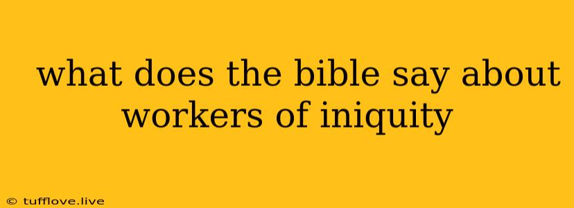  What Does The Bible Say About Workers Of Iniquity