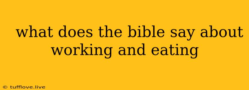  What Does The Bible Say About Working And Eating