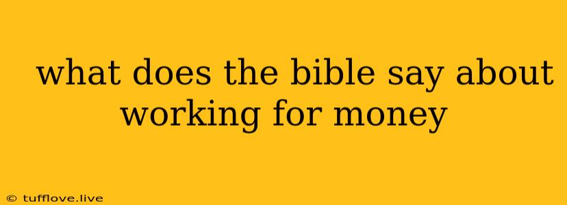  What Does The Bible Say About Working For Money