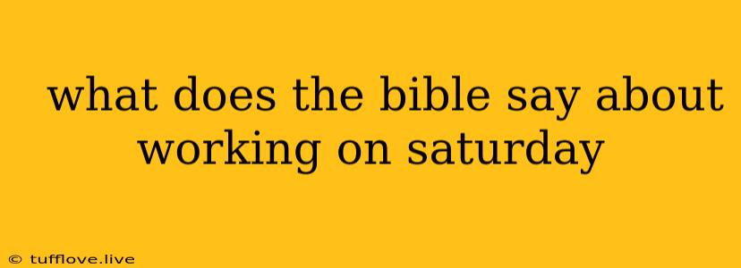  What Does The Bible Say About Working On Saturday