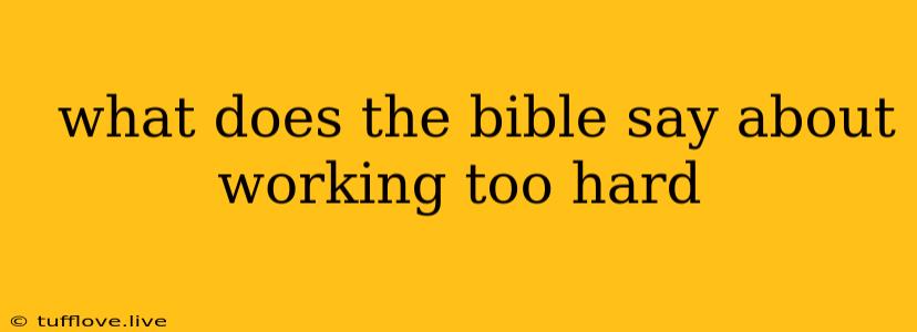  What Does The Bible Say About Working Too Hard