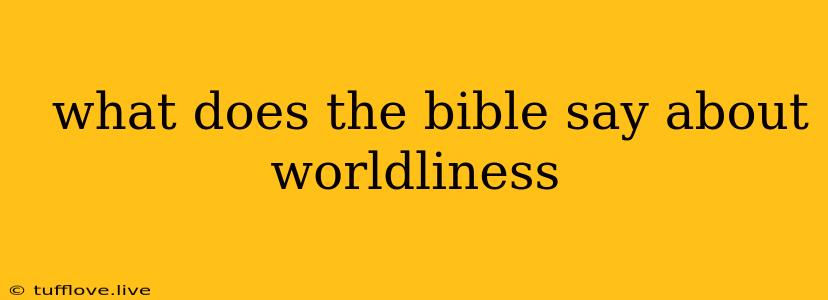  What Does The Bible Say About Worldliness