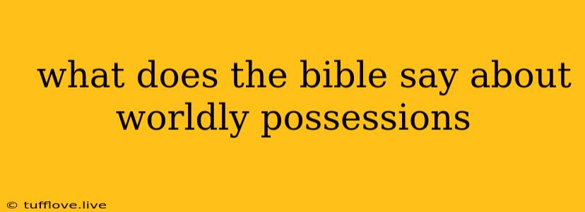  What Does The Bible Say About Worldly Possessions