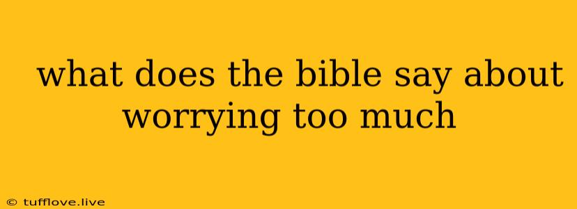  What Does The Bible Say About Worrying Too Much