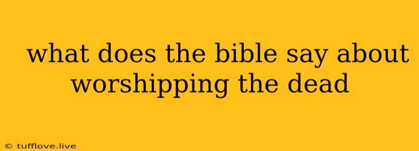  What Does The Bible Say About Worshipping The Dead