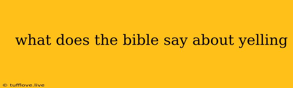  What Does The Bible Say About Yelling