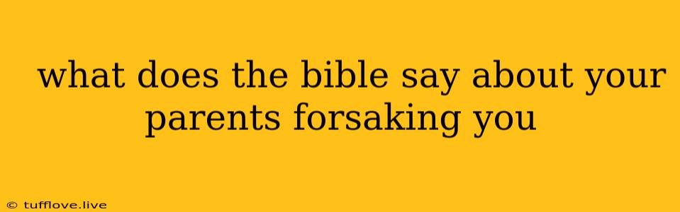  What Does The Bible Say About Your Parents Forsaking You