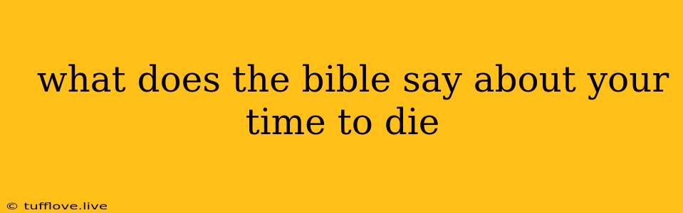  What Does The Bible Say About Your Time To Die