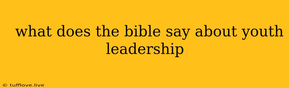  What Does The Bible Say About Youth Leadership